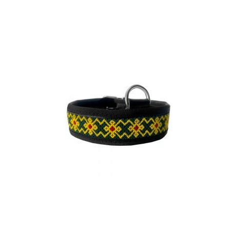 COLLAR ARTESANAL WIXARI PETS FLOR DE HIKURI (AMARILLO Y VERDE) M