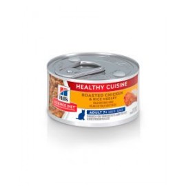 Hill's Science Diet Adult 7+ Healthy Cuisine alimento húmedo en lata para gatos adultos mayores pollo rostizado y arroz 81 g