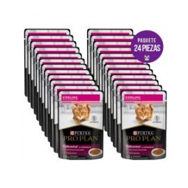 PAQUETE 24 SOBRES PROPLAN POUCH PAVO EN SALSA GATO ESTERILIZADO 85GRS