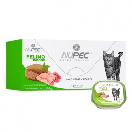 PAQUETE 4 PIEZAS DE 100 G NUPEC ALIMENTO HÚMEDO FELINO INDOOR